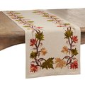 Saro Lifestyle SARO 1067.N1672B 16 x 72 in. Oblong Embroidered Fall Leaf Design Table Runner  Natural 1067.N1672B